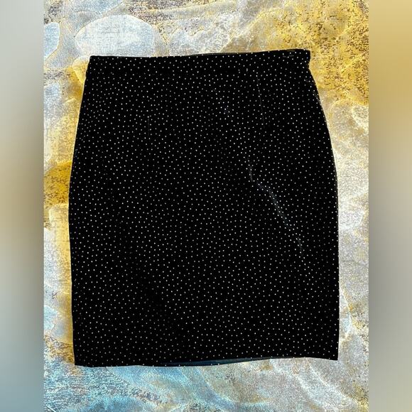 NWT Theory Womens Black Polka Dot Silk Velvet Pleat Wrap Work Skirt Sz 4 - Picture 6 of 7